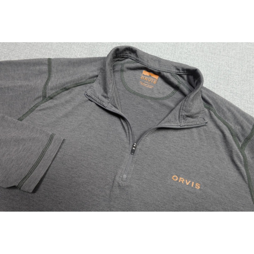 Orvis Quarter Zip Pullover Mens Large Gray Long Sleeve Lightweight Base Layer